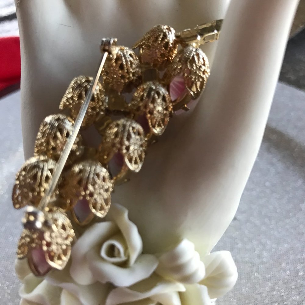VINTAGE PINK RHINESTONE BROOCH - Picture 3 of 4